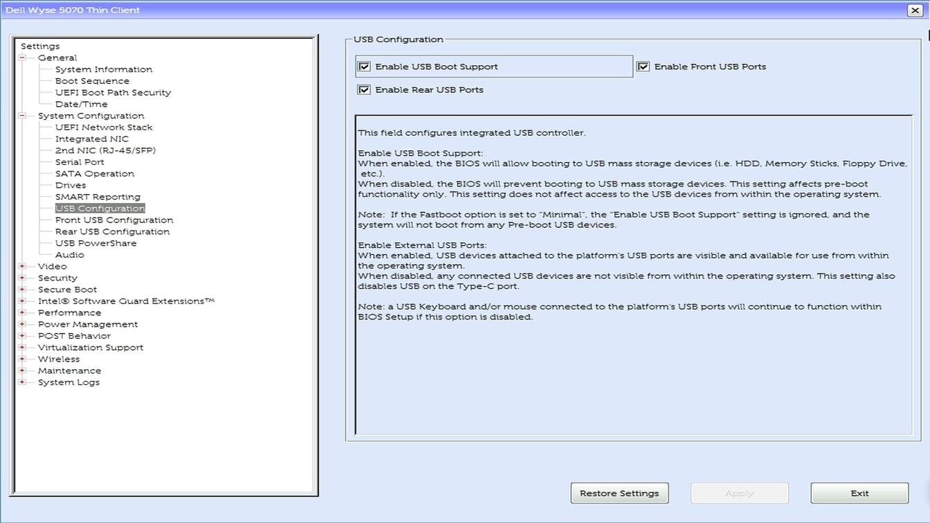 Dell Wyse 5070 usb boot
